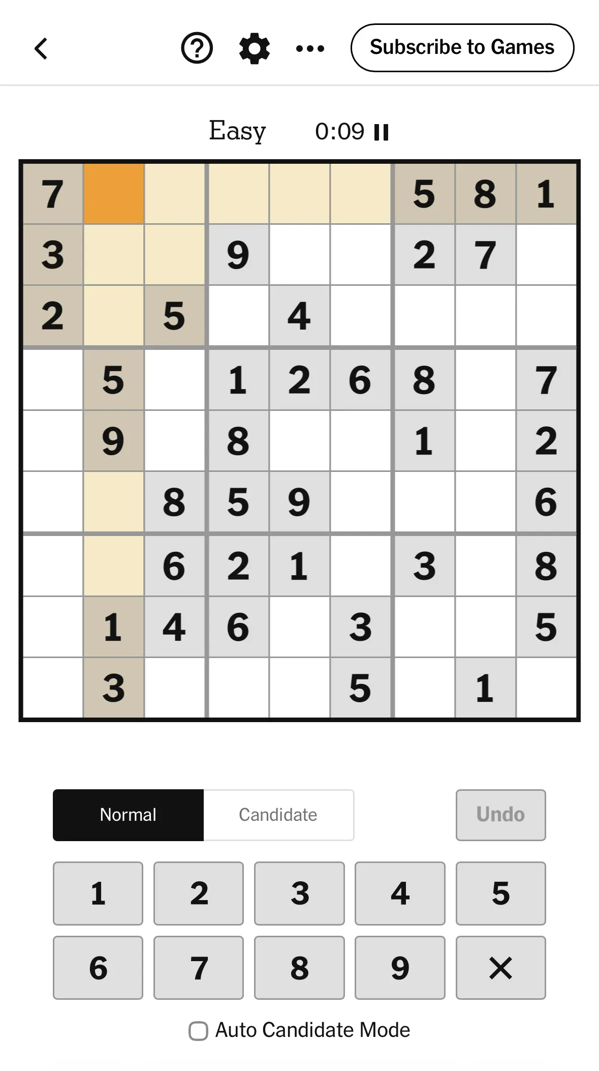 NYT Sudoku clean interface