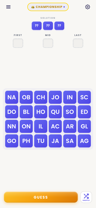 Pairdle championship mode