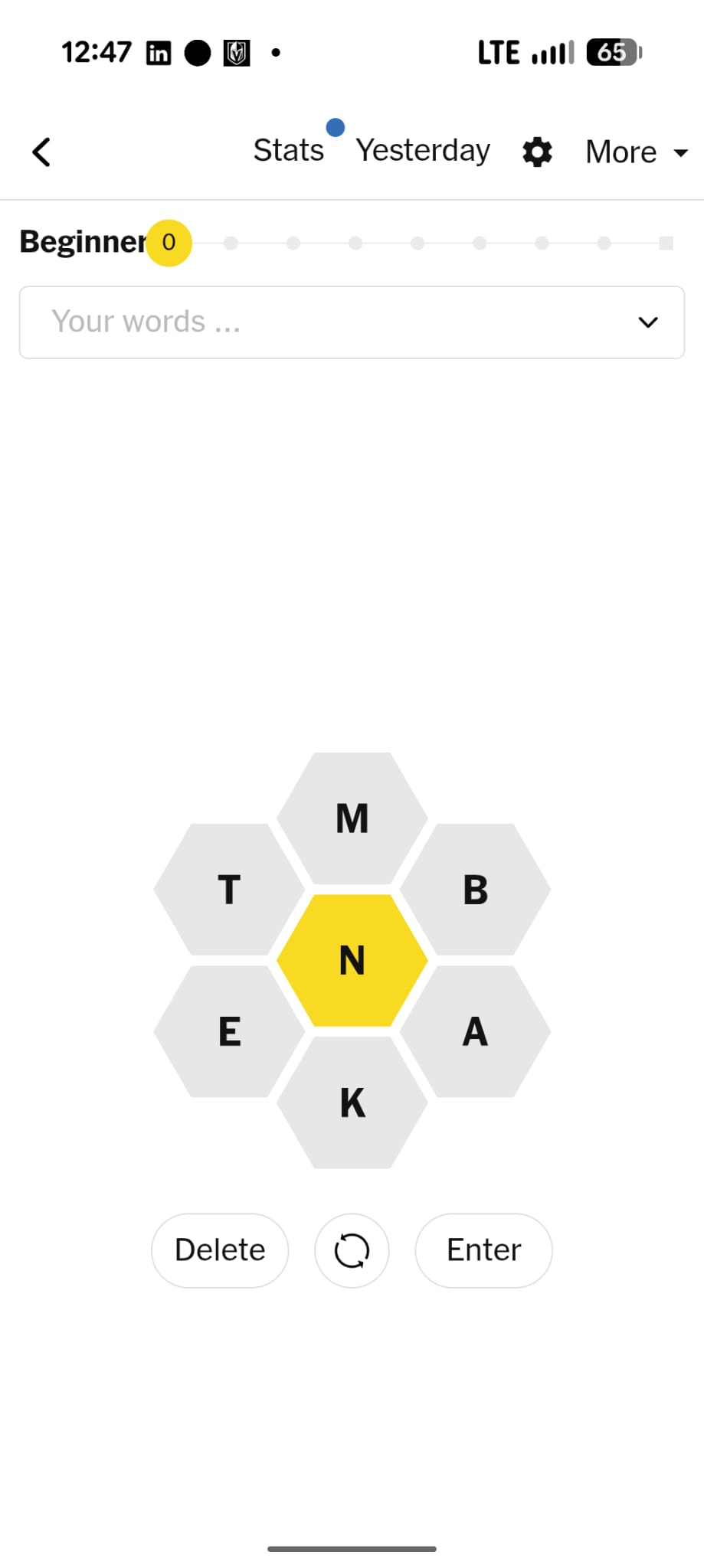 NYT Spelling Bee honeycomb