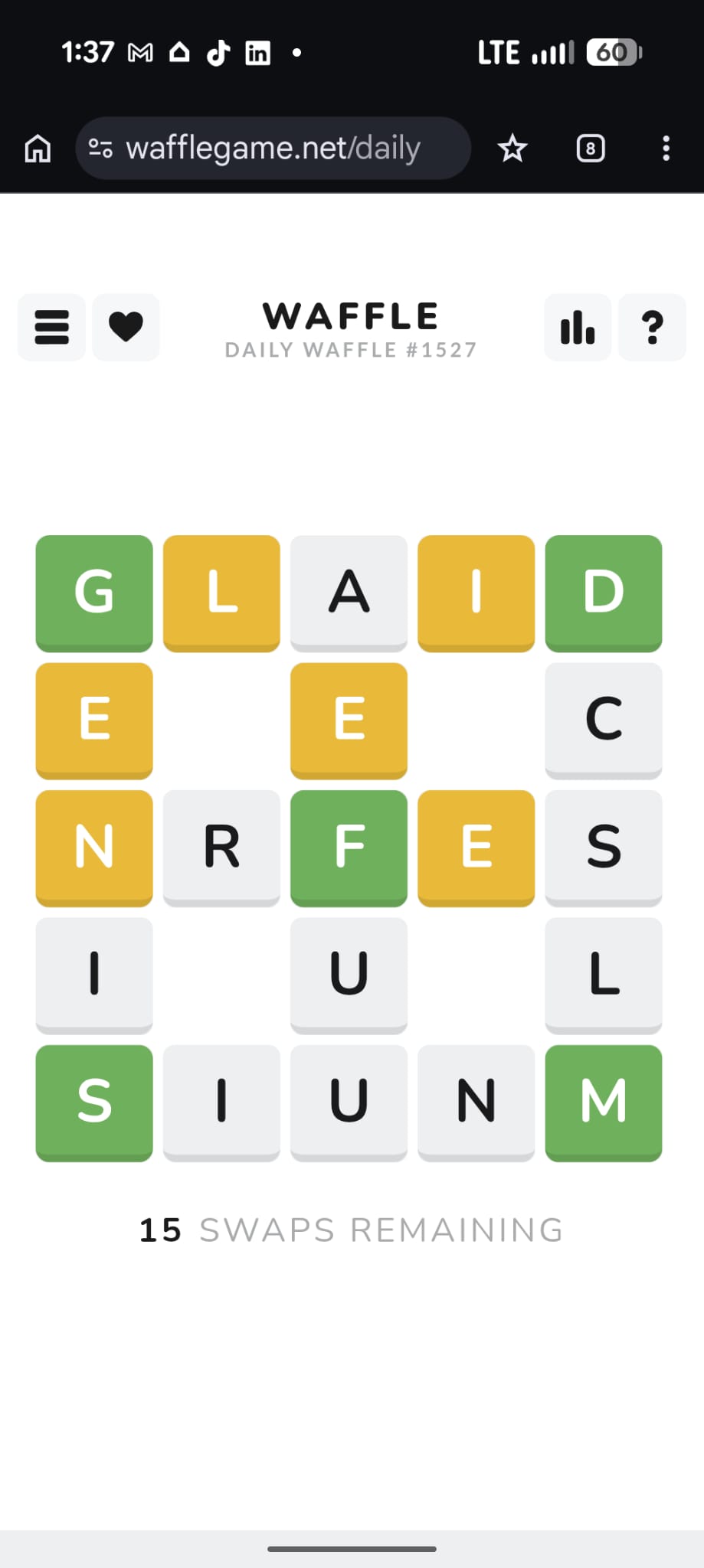 Waffle grid showing the waffle-shaped layout